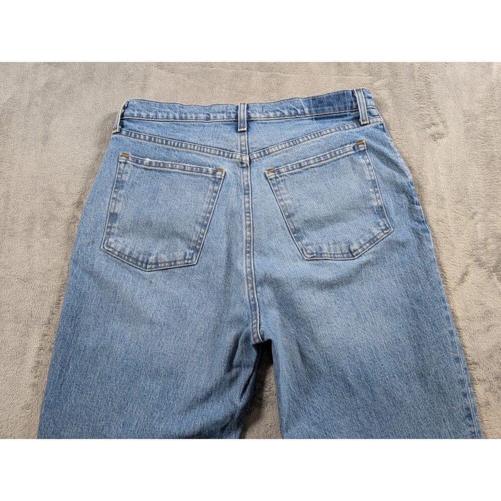 Abercrombie & Fitch Curve Love 90s Straight Jeans 32/14S High Rise Raw Hem Blue - Picture 7 of 11